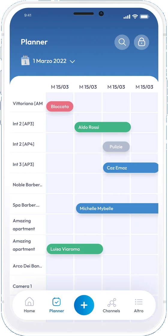 Calendario de entradas, salidas y limpiezas en la app
